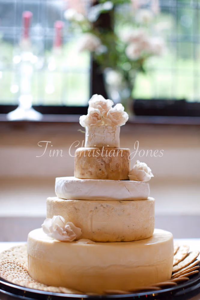 Close-up of the cheese wedding cake