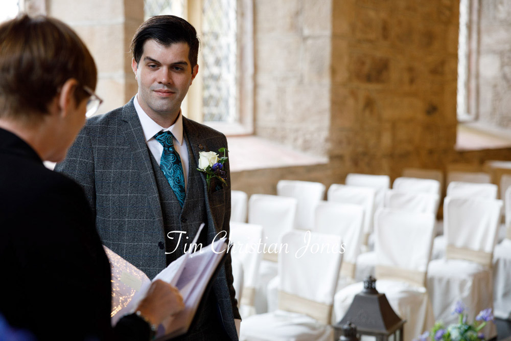 Yorkshire Wedding Romance at The Priest’s House – Jane & Callum 4 004 groom with registrar wedding moment jc