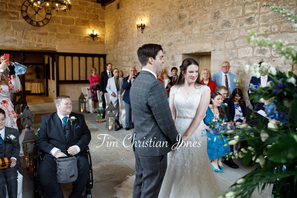 Yorkshire Wedding Romance at The Priest’s House – Jane & Callum 11 011 couple holding hands during ceremony jc