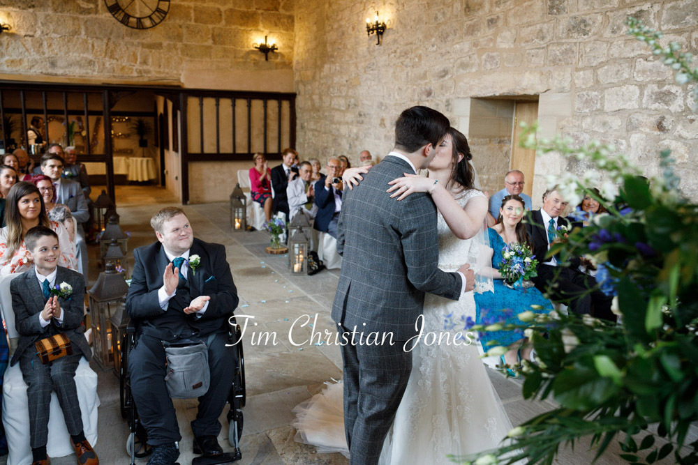 Yorkshire Wedding Romance at The Priest’s House – Jane & Callum 16 016 bride groom first kiss wedding ceremony jc