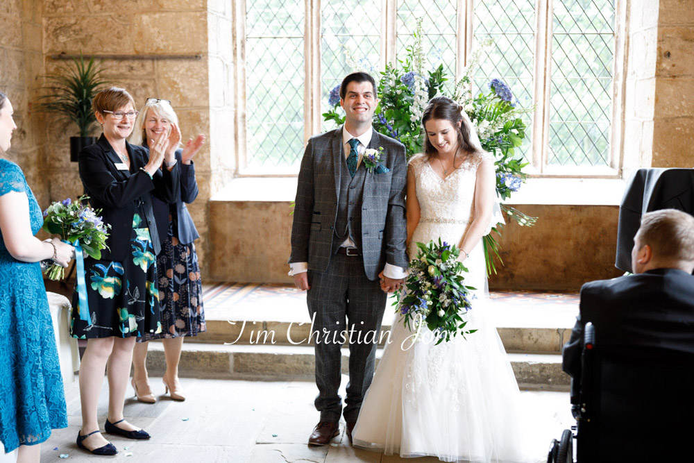 Yorkshire Wedding Romance at The Priest’s House – Jane & Callum 28 028 everyone claps bride groom before exit jc