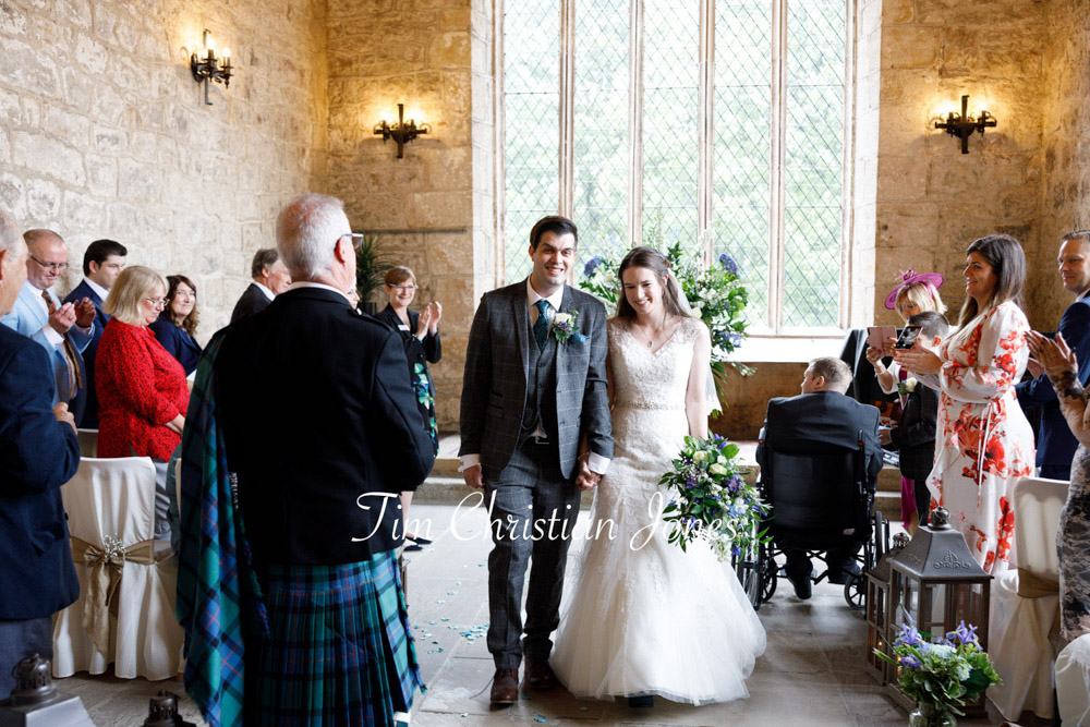 Yorkshire Wedding Romance at The Priest’s House – Jane & Callum 30 030 couple exit wedding ceremony smiling guests jc