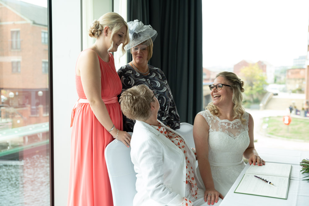 The two witnesses join Clare and Tracey for a relaxed photo
