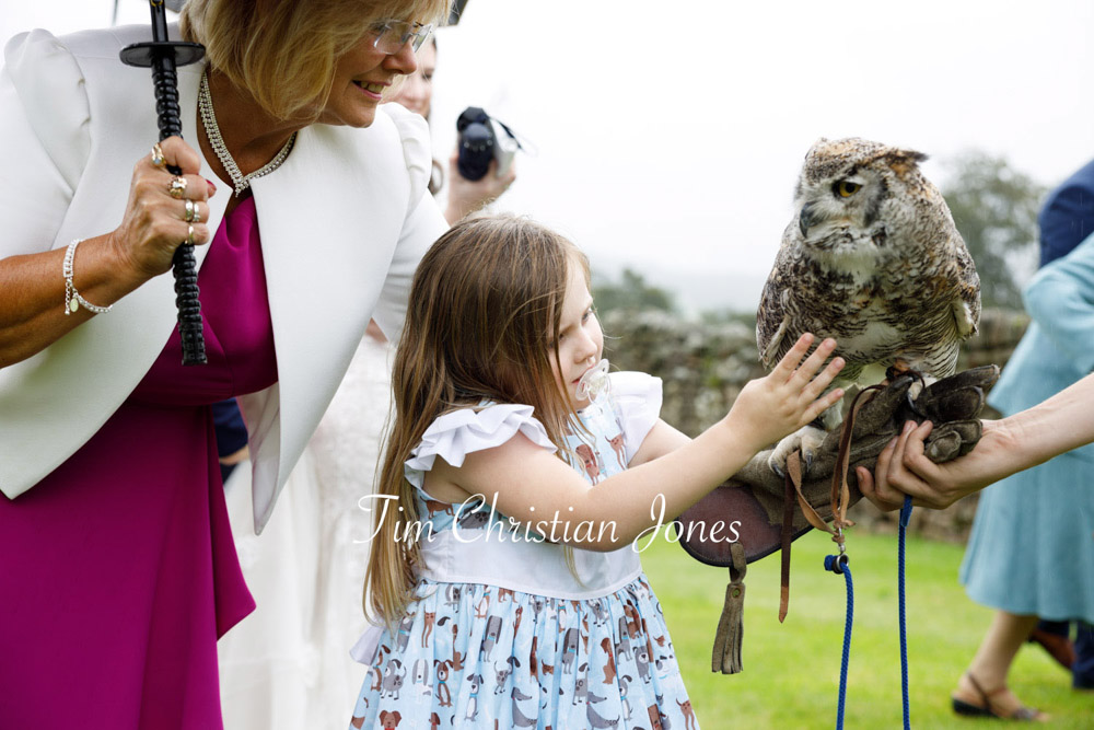 Yorkshire Wedding Romance at The Priest’s House – Jane & Callum 42 042 bridesmaid stroking owl wedding priests house jc