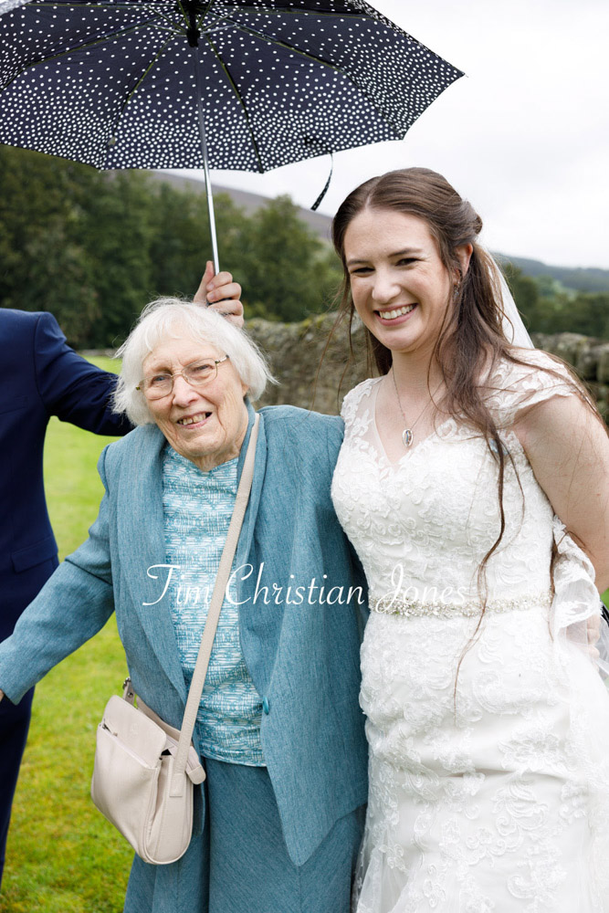 Yorkshire Wedding Romance at The Priest’s House – Jane & Callum 46 046 rainy wedding bride grandmother smile jc