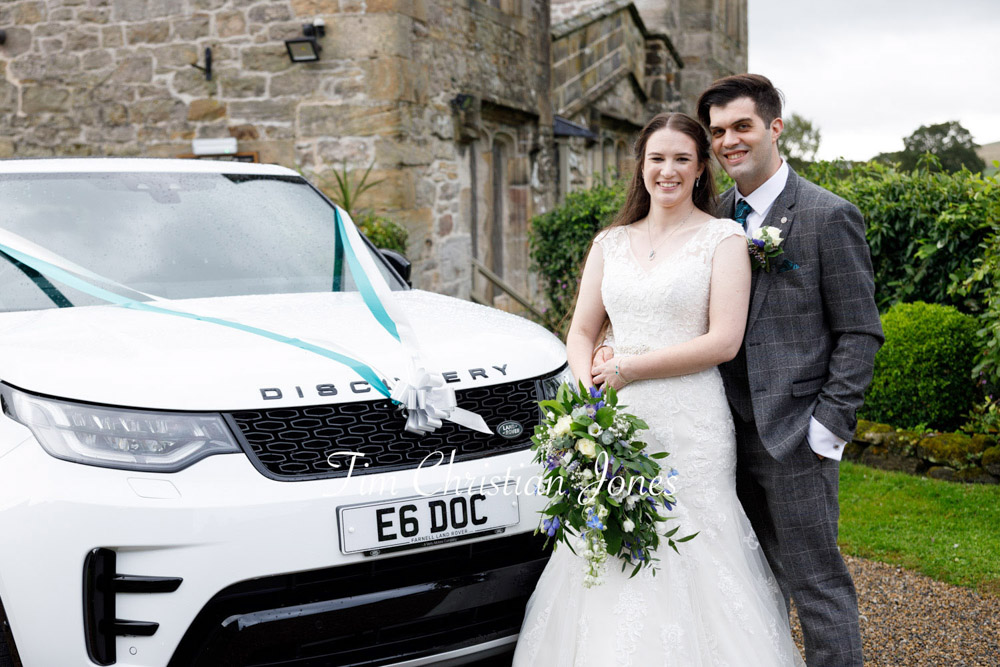 Yorkshire Wedding Romance at The Priest’s House – Jane & Callum 68 068 newlyweds by wedding car priests house jc