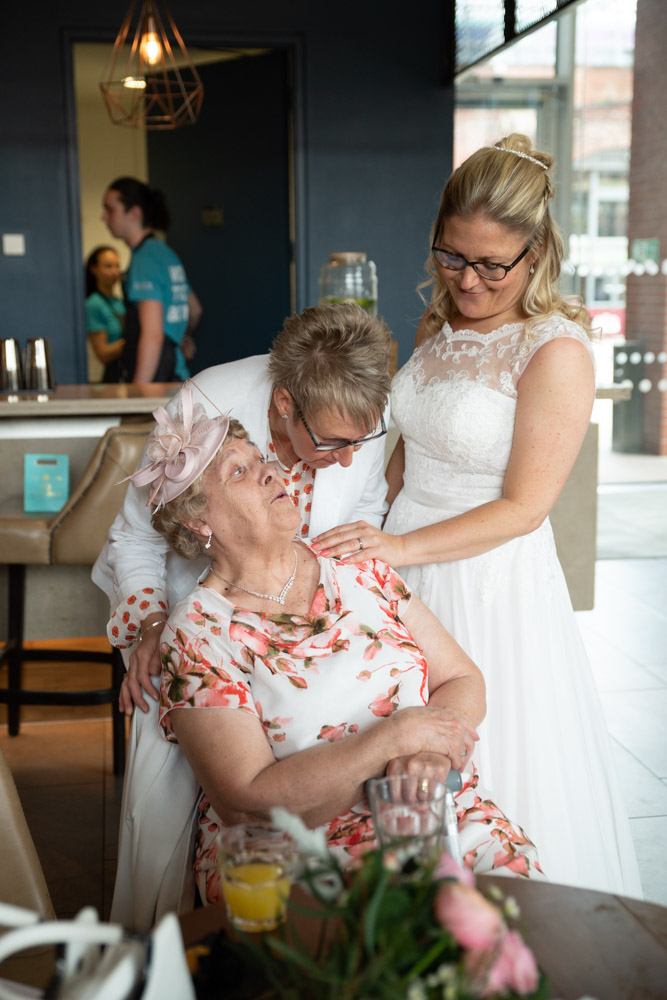 Gran laughing with Clare and Tracey