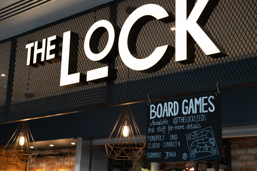 Signage at The Lock Bar, Granary Wharf, Leeds Waterfront