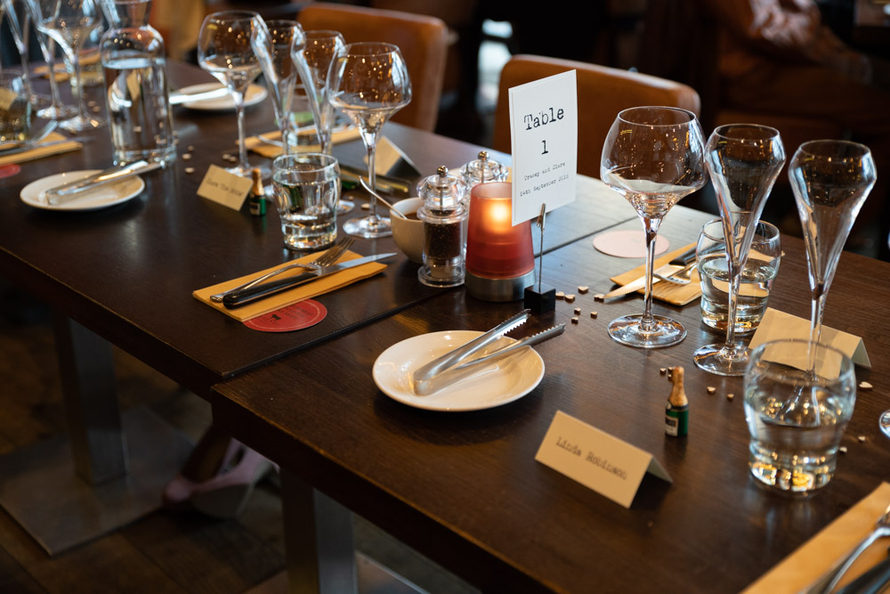 Elegant place setting at Table 1
