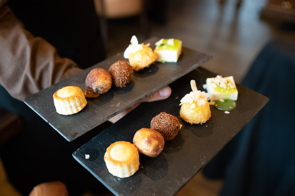 Beautiful mini dessert plates in delicate presentation