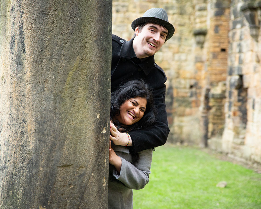 Personality-Filled Engagement Photography – Leeds & Yorkshire 10 21 leeds engagement kirkstall abbey zoe andrew laughs