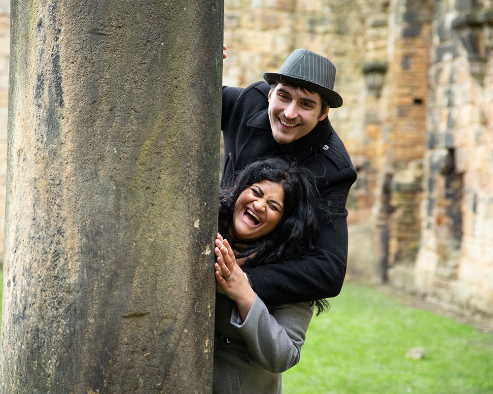 Personality-Filled Engagement Photography – Leeds & Yorkshire 12 23 leeds engagement kirkstall abbey zoe andrew colour