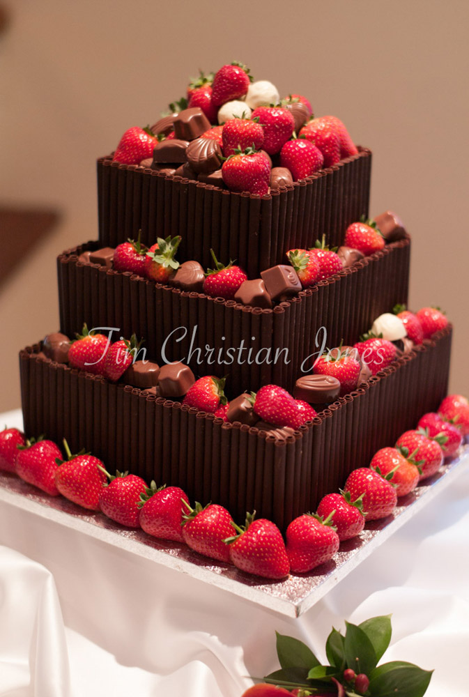 Wedding cake - chocolate - chocolates and strawberries