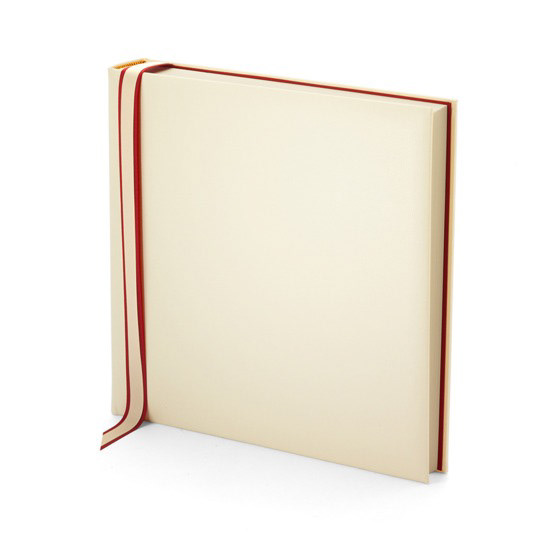 Cream leather wedding album by Aspinal of London with contrasting satin ribbons — a timeless Leeds wedding keepsake